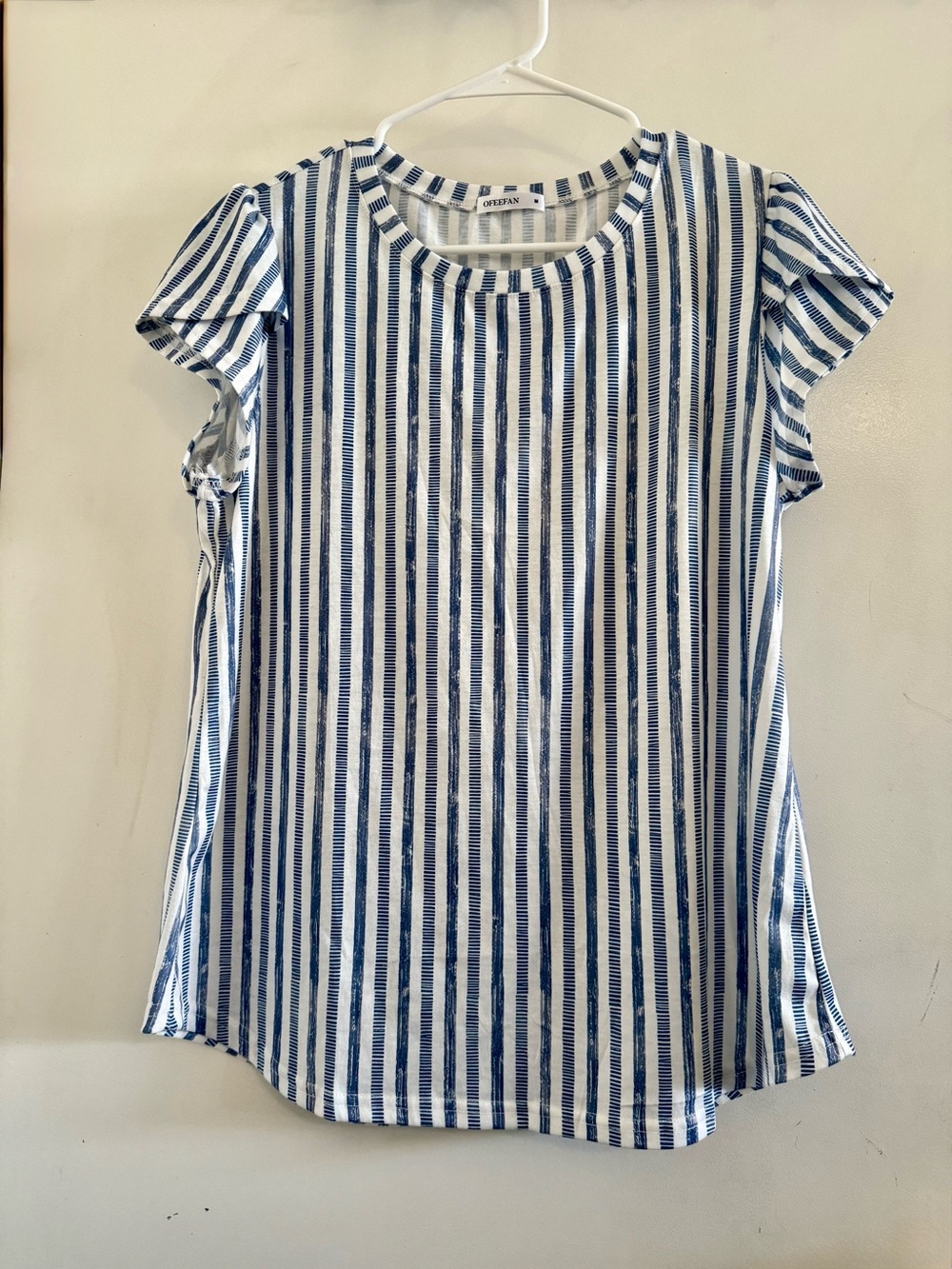 Striped Blue & White Short Sleeve Blouse